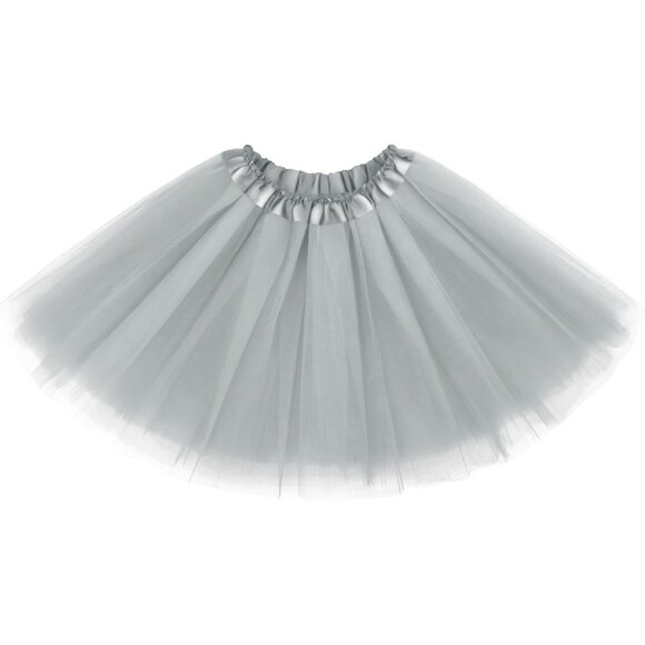 Women's Grey Adults 5 Layered Tulle Skirt Halloween Tutus Fluffy Skirts - Picture 2 of 6